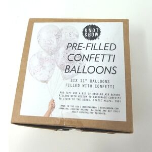 Knot & Bow Pre-Filled Confetti Balloons White Iridescent 6‎ Pack
